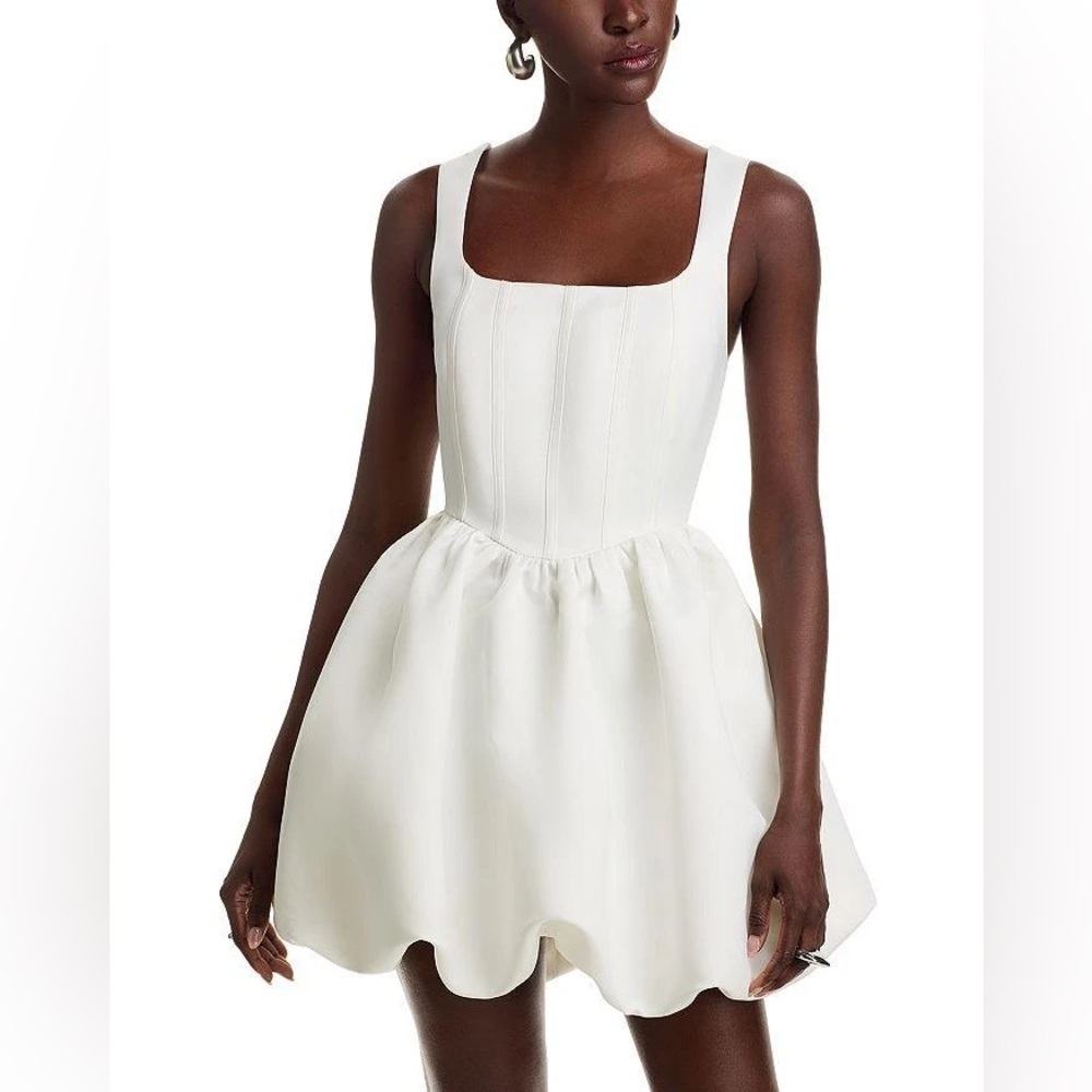 NWT | Aqua | White Corset Bubble Hem Mini Dress | XS